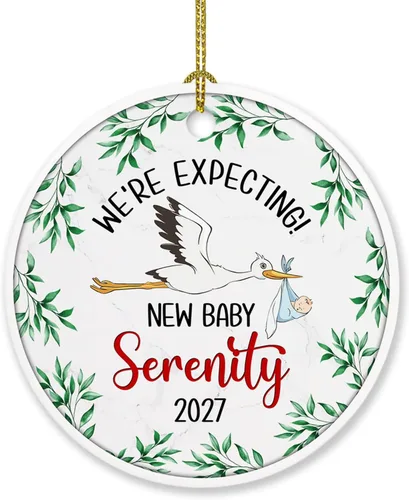 Vista 13 de Adorno personalizado para bebé que llega 2027, adorno de Navidad de Bump, elige el nombre del bebé y el año de Navidad para el nuevo abuelo abuela