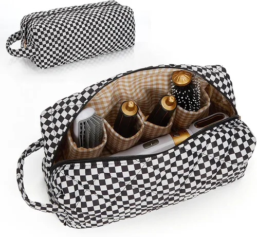 Vista 12 de Bolsa de viaje con asa acolchada con estampado de leopardo compatible con Dyson Airwrap, estuche de viaje para organizador Shark Flexstyle