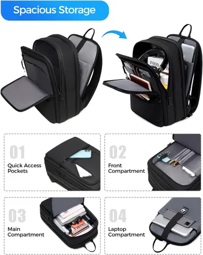 Vista 3 de Fenree.geer Mochila de trabajo para hombre, mochila expandible con puerto de carga USB C, resistente al agua, mochila para laptop de 15.6 pulgadas