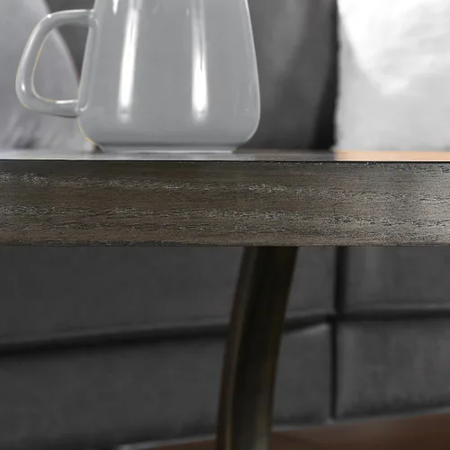 Vista 7 de KFZ2439DK - Mesa auxiliar ovalada con estante de almacenamiento, mesa de té de centro industrial con patas de metal, mesa de sofá lateral de granja