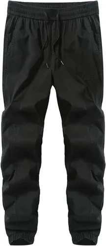 Vista 4 de JMIERR Pantalones deportivos casuales para hombre, con cordón elástico en la cintura con letras gráficas, para senderismo, al aire libre, pantalones