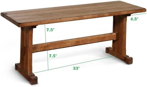 Vista 3 de Sunny Designs Sedona - Banco lateral de madera Mindi de 18.5 pulgadas en roble rústico