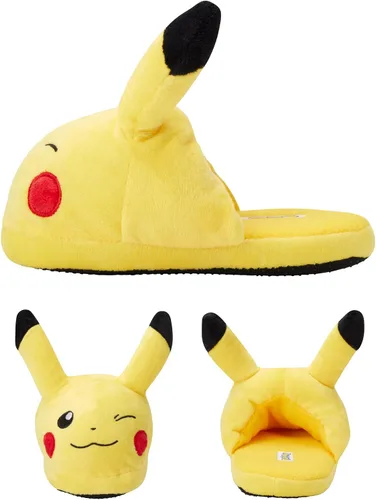 Vista 3 de Pokemon Pantuflas para niños Pantuflas peludas de felpa Pikachu y Pokeball (niño pequeñogrande)