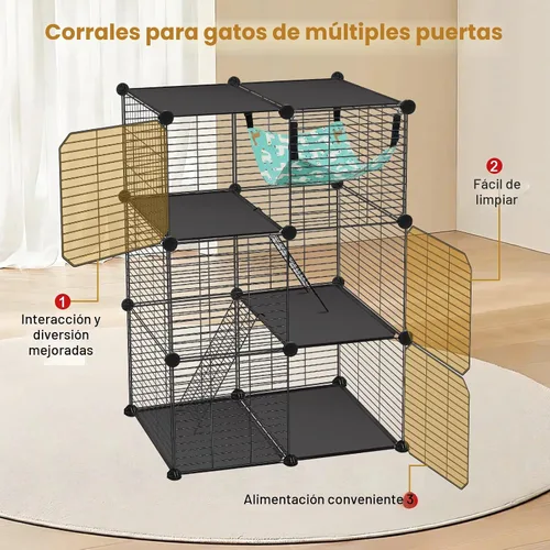 Vista 6 de VISCOO Jaula para gatos (para gatito), recintos para gatos Catio de 3