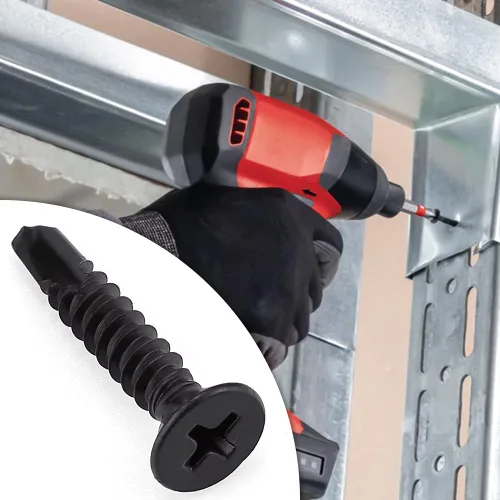 Vista 8 de Tornillos Phillips de cabeza plana #6 x 1 (paquete de 100), tornillos autoperforantes de acero inoxidable 410 para metal, revestimiento negro