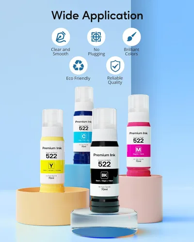 Vista 6 de 522 Botella de tinta de repuesto de alta capacidad para botella de repuesto de tinta compatible con Epson 522 (no tinta de sublimación), uso
