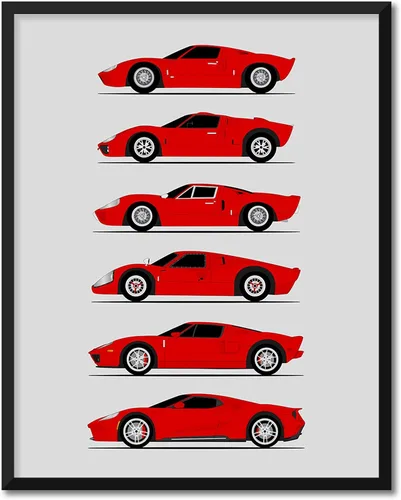 Vista 11 de Custom Car Posters Póster hecho a mano compatible con Ford GT Generation e impresión de Ford GT40, rojo, blanco y azul, 8 x 10 pulgadas, impresión