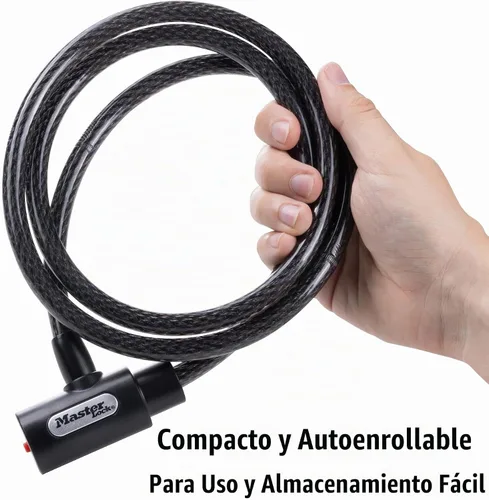 Vista 4 de Master Lock 8364DCC Candado de cable para bicicleta con llave, 1.5 m de largo, Negro