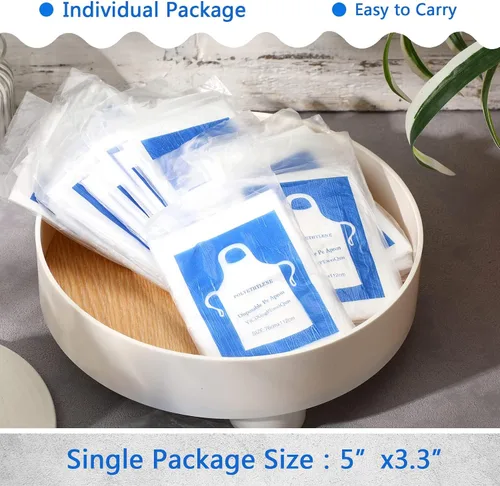 Vista 4 de JULMELON Delantales desechables grandes, 50 unidades de 44 x 30 pulgadas, delantales de plástico transparente impermeables para adultos, pintura