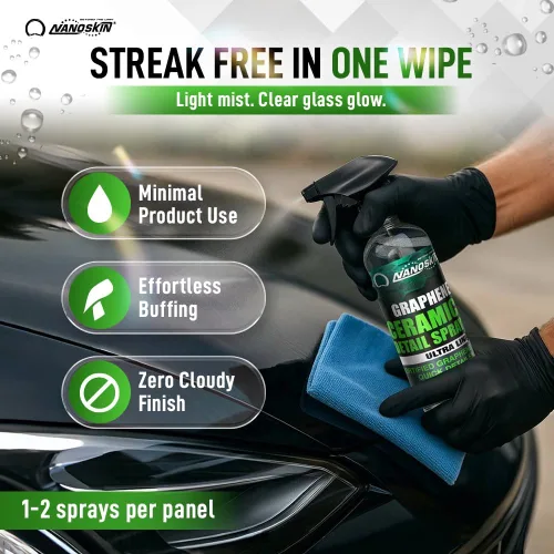 Vista 6 de Nanoskin Espray de grafeno cerámico para detalle 16 oz – Detalle rápido sin agua hidrofóbico para el detalle del automóvil Extiende ceras