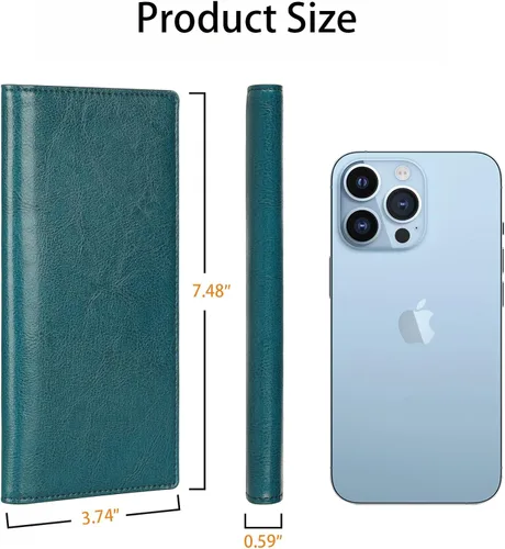 Vista 4 de Lavemi Carteras de cuero ultrafinas con bloqueo RFID para tarjetas de crédito plegables para mujeres