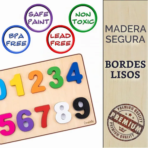 Vista 2 de Rompecabezas de números educativos de madera magnética - Aprende números y juguete de reconocimiento de color - Juego preescolar para niños pequeños