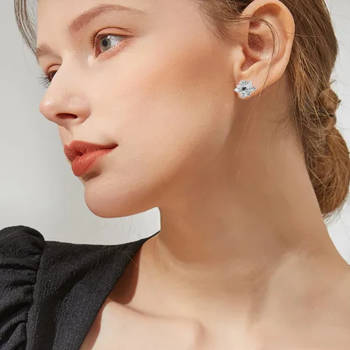Vista 3 de Lotus Earrings 925 Sterling Silver Yoga Lotus Jewelry Lever back Earrings Stud Earrings Gifts for Women Mom