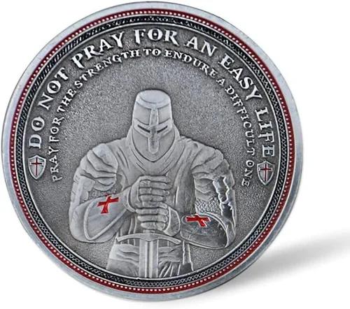 Vista 2 de The Knight Templar Challenge Coin Cruz Roja Colección de Monedas Religiosas Regalo