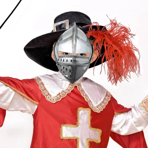 Vista 6 de Máscaras medievales de caballero para fiesta, de papel, decoración de fiesta medieval, para cosplay, caballero cruzado, máscara de soldado
