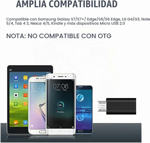 Vista 5 de Adaptador micro USB a USB C, convertidor tipo C hembra a micro USB macho
