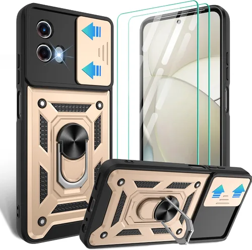 Vista 11 de Gritup Funda para Moto G Stylus 5G-2021 con cubierta deslizante para cámara 1 paquete de protectores de pantalla HD Soporte de metal giratorio