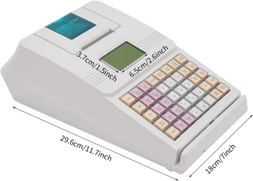 Vista 6 de Caja registradora pequeña, caja registradora electrónica de 40 W, sistema POS de registro blanco, caja registradora digital para pequeñas empresas