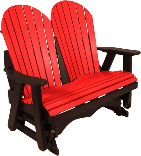 Vista 41 de Silla mecedora Aruba Adirondack de 2 pies, fabricada en Amish, madera de polietileno para exteriores, accesorios de acero inoxidable, fabricada