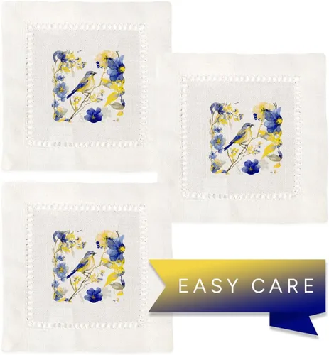 Vista 3 de Jolitee Servilletas decorativas de cóctel con punto vainica, 6 x 6 pulgadas, lavables, similares al lino, hechas a mano para el entretenimiento