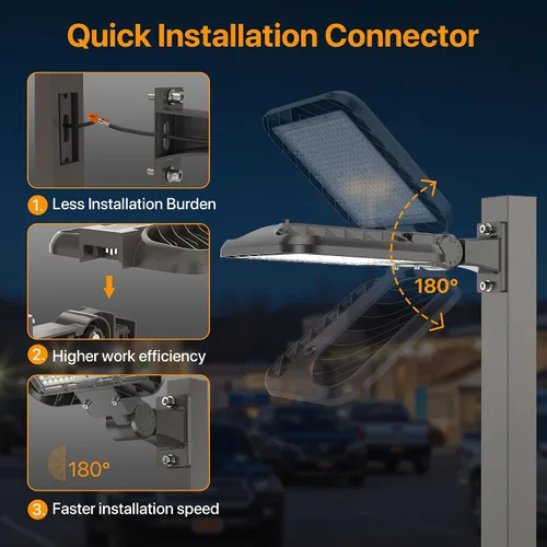 Vista 7 de Luces de Estacionamiento 240W 36000LM Montaje de Brazo Ajustable Luces de Caja de Zapatos para Exteriores con Fotocélula de Anochecer a Amanecer