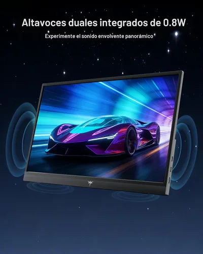 Vista 8 de KTC Portable Monitor 15.6 Inch, FHD 1080P Travel Laptop Monitor Extender with USB-C HDMI, Ultra-Slim IPS HDR Display with Speakers, Second Monitor