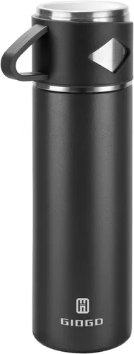 Vista 15 de Termo de acero inoxidable 500ml/16.9oz botella aislada al vacío con taza para café, bebidas calientes y bebidas frías, cantimplora de agua.