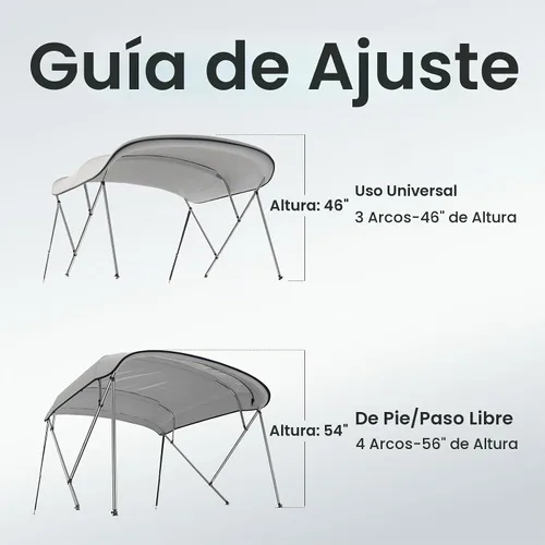 Vista 8 de KING BIRD Toldo Superior de Barco Bimini de 3-4 Arcos Protección Solar Toldo de Barco Impermeable Marco de Aluminio Inoxidable de 1 Pulgada 46