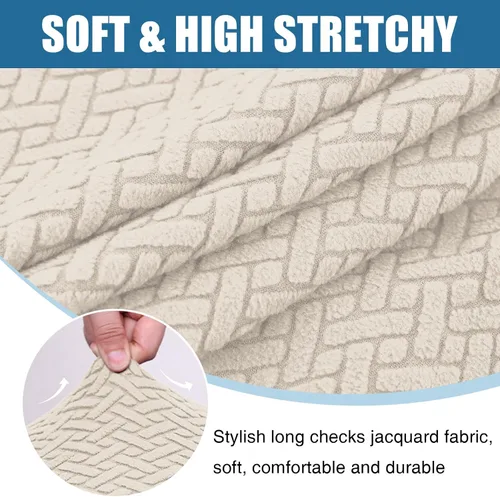 Vista 7 de Smiry Fundas de cojín impermeables para sofá, fundas de cojín elásticas de jacquard grueso, funda de asiento lavable, protector elástico de muebles