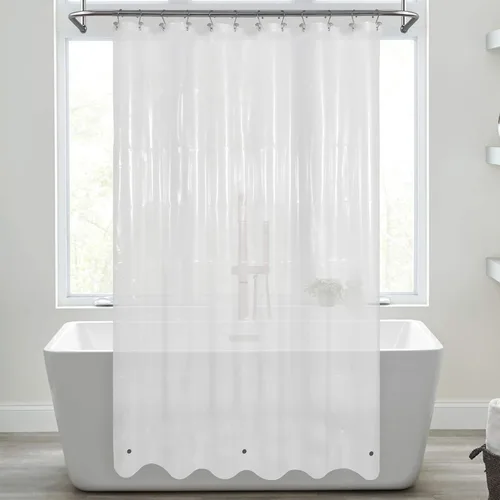 Vista 45 de Cortina de regadera para cabina de ducha 36x72, forro de cortina de regadera de plástico PEVA para baño, ligera e impermeable, 36 x 72, transparente