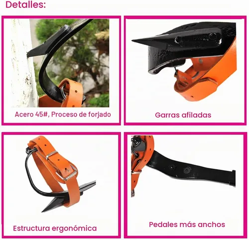 Vista 2 de Tree Climbing Spikes, Tree Climbing Gear with Non-Slip Pedal, Adjustable Tree Climbing Tool Set