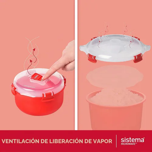 Vista 5 de Sistema Juego de recipientes de alimentos redondos para microondas y arrocera para microondas 2.6 L, 30.9 fl oz Contenedores de alimentos