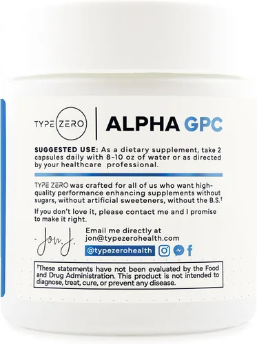 Vista 3 de Suplemento de colina Alpha GPC Ultra Clean Type Zero (600 mg) 90 cápsulas