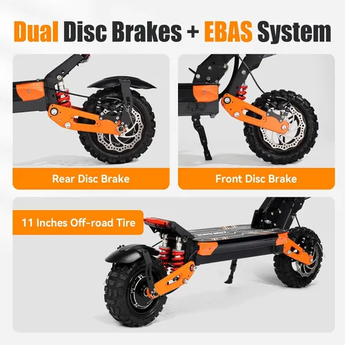 Vista 4 de Patinete eléctrico para adultos, 2800 W6000 W, velocidad máxima de 3552 MPH, batería de 10801800 Wh, rango de 3560 millas de alcance de 11 pulgadas