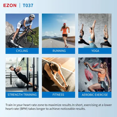 Vista 8 de EZON Monitor de frecuencia cardíaca con correa de pecho y reloj digital T037, 5ATM, impermeable, rastreador de actividad física con HRM, calorías