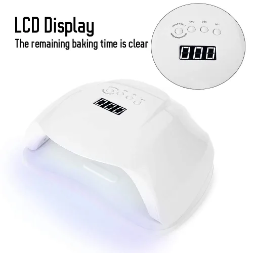 Vista 5 de Lámpara de uñas LED, secadora de uñas de 54 W, máquina de secado de uñas LED, luz de curado de esmalte de uñas, fuente de luz dual, herramienta
