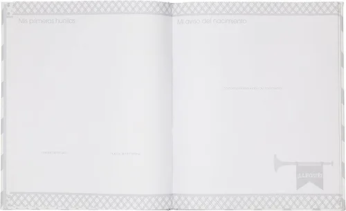 Vista 2 de Kate & Milo Libro de recuerdos para bebés de cinco años en español, diario de recuerdo de hitos de género neutro y álbum de fotos para niño o niña