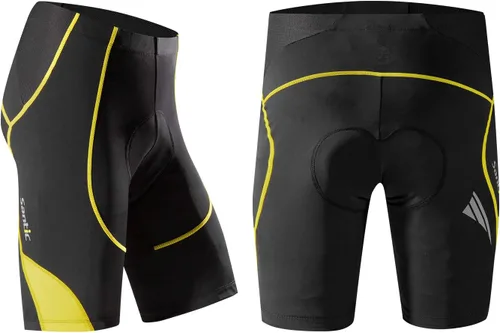 Vista 2 de Santic Pantalones cortos de ciclismo acolchados para hombre, pantalones de ciclismo para ciclismo, ropa de ciclismo