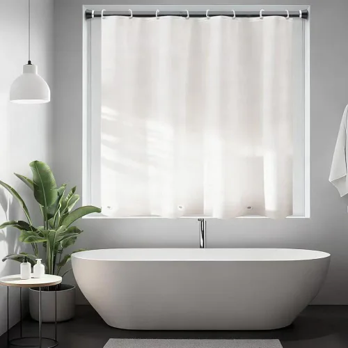 Vista 7 de Cortina de ventana de ducha, cortina de vinilo impermeable para ventana corta de baño, 30 x 30 pulgadas, cortina corta de privacidad de vinilo PEVA