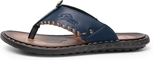 Vista 2 de Chanclas para hombre sandalias de cuero casuales para el hogar para hombre suela de goma zapatillas
