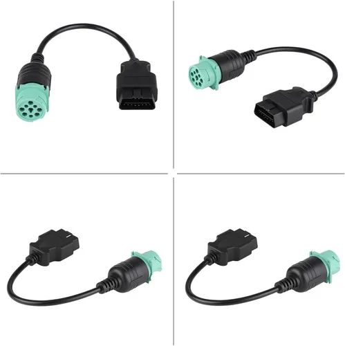Vista 4 de Ejoyous OBD2 9 Pin al adaptador de cable de diagnóstico del escáner del camión de 16 pines OBD-ii varón a la herramienta de diagnóstico