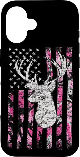 Vista 32 de Pink Camo American Flag Deer Hunter Women's Hunting Case for iPhone 17