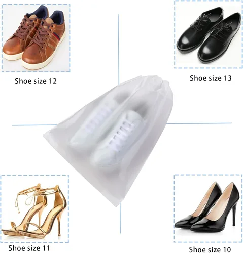 Vista 6 de 12 bolsas de viaje transparentes esmeriladas, bolsas de almacenamiento de viaje, bolsas de almacenamiento familiares, bolsas de cordón para zapatos