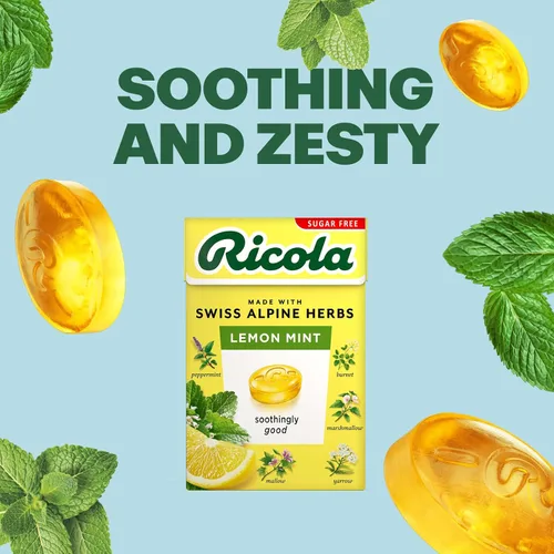 Vista 4 de Ricola Dulces de hierbas suizas sin azúcar y menta limón, gotas de hierbas, 31.75 oz - Paquete de 20