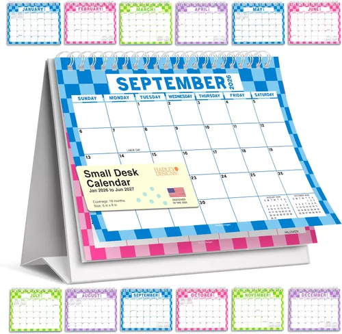 Vista 27 de Small Desk Calendar 2027 Standing Flip - 2027 Desk Calendar Small 2027-2028 Colorful Pastel