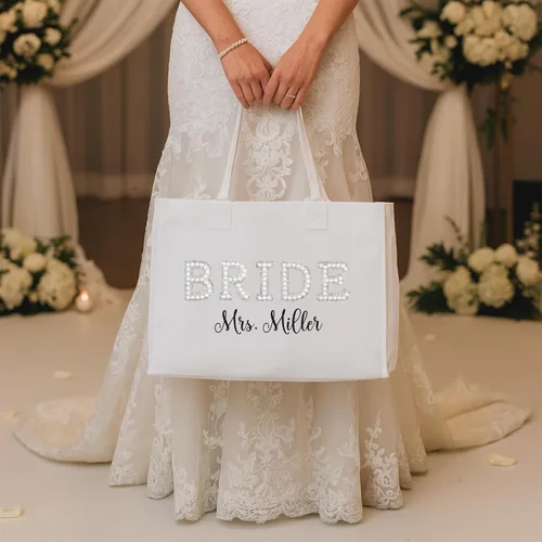 Vista 9 de VANESSA ROSELLA Bride Tote, Custom wedding gift, Personalized bridal bag
