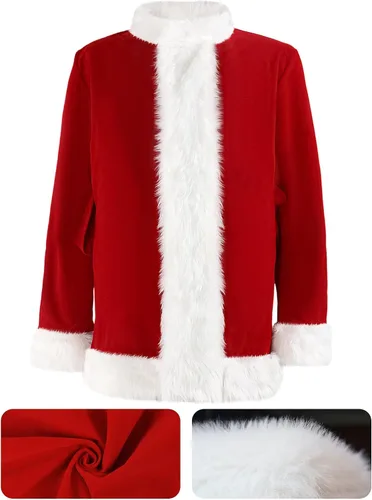 Vista 2 de Disfraz de Navidad para hombres, traje de Papá Noel, para adultos, 8 piezas, de lujo, peludo, verde, monstruo grande para Halloween, vacaciones