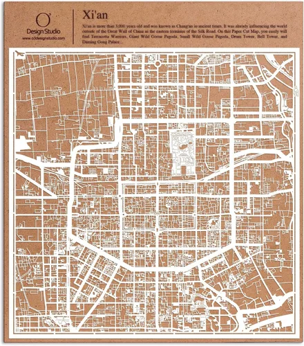 Vista 80 de O3 Design Studio Aberdeen - Mapa de papel cortado en papel blanco de 12 x 12 pulgadas