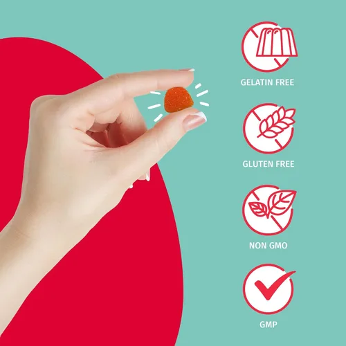 Vista 5 de TEJA Gomitas de apoyo inmunológico para adolescentes con vitamina D, VIT C, zinc y acerola. Suplemento bajo en azúcar, multivitamínico de inmunidad