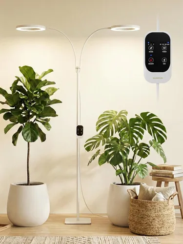 Vista 8 de GLOWRIUM Luz LED de Cultivo de 24W para Plantas de Interior, Altura Ajustable de 23.5-71", Espectro Completo de 3 Modos de Crecimiento para Luz
